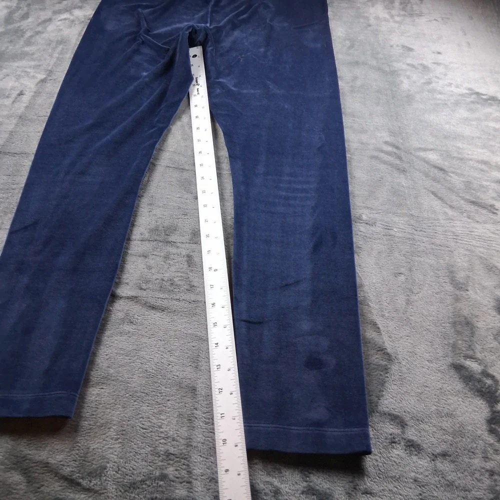 Old‎ Navy Velvet Leggings Womens L Navy Blue High Rise Stretch Full Length 1658